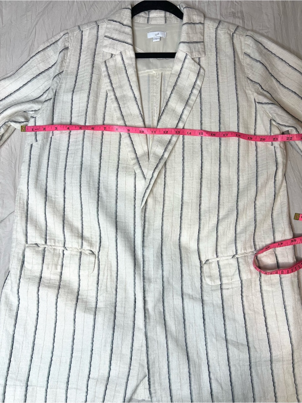J.Jill Linen Blend Striped Cream Blazer Jacket Oversized SZ M EUC - Picture 7 of 8